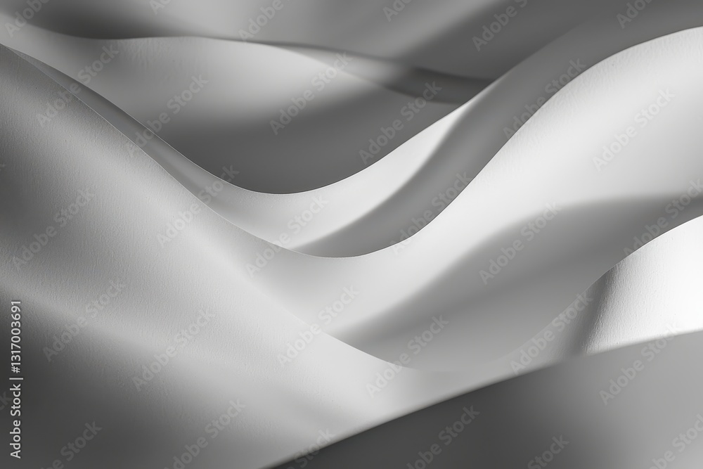 Poster elegant curves of soft white fabric creating fluid waves and textures