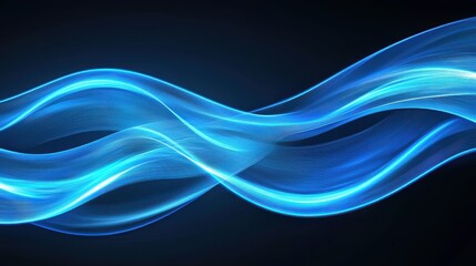 Fototapeta premium Abstract Blue Waves with Soft Light on Dark Background