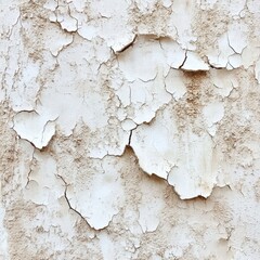 Obraz premium Weathered white paint peeling from an old wall creating a textured surface with cracks and flakes offering a rustic and aged aesthetic for artistic applications