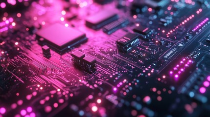 Obraz premium Illuminating the future a cyberpunk circuit board experience in a neon-drenched metropolis high fidelity visualization