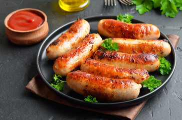 Barbecue sausage on plate