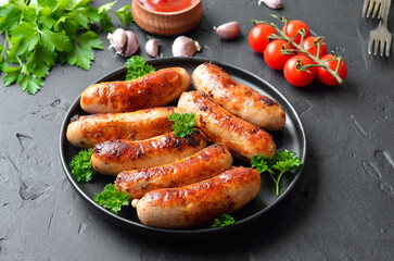 Barbecue sausage on plate