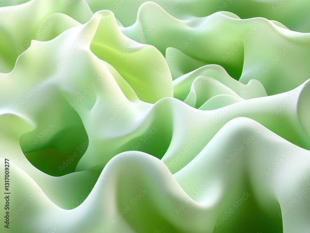 Poster abstract light green wavy background with smooth flowing shapes and soft gradient lighting creating 