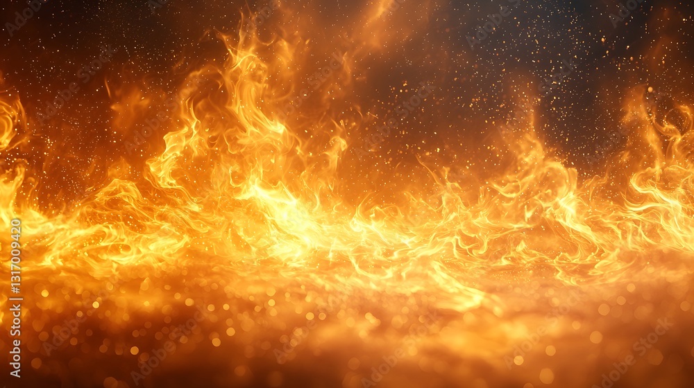Poster glowing fire abstract background with intricate flame patterns radiating warmth and intensity