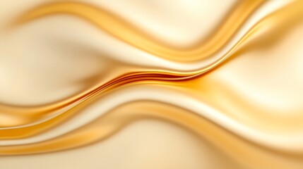 Fototapeta premium Soft flowing fabric in warm golden tones, elegant drapery with smooth texture, ideal for fashion design and decor themes.