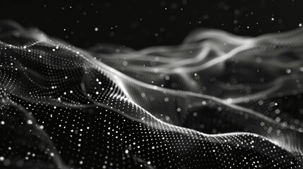Abstract Technology Background with Particles, Lines, and Mesh in 16:9 Aspect Ratio