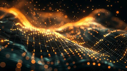 Obraz premium Abstract Technology Background with Particles and Clean Lines in Mesh Pattern