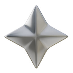 3D FourPointed Star Graphic Design Silver Metallic Concept Materials