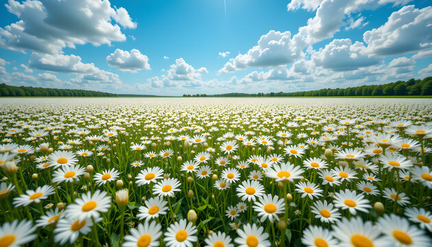 A garden of daisies flower	
