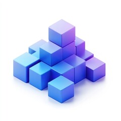 Obraz premium Abstract blue and purple cubes stacked in a pyramid shape.