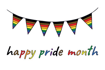 Obraz premium Colorful garland Gay pride flag Happy pride day LGBTQIA community Pride Month Vector hand drawn doodle for posters, stickers, logo, cards