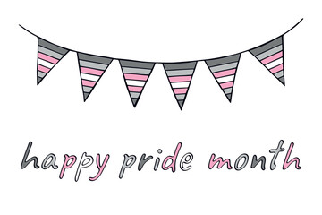 Obraz premium Colorful garland Demigirl pride flag Happy pride day LGBTQIA community Pride Month Vector hand drawn doodle for posters, stickers, logo, cards