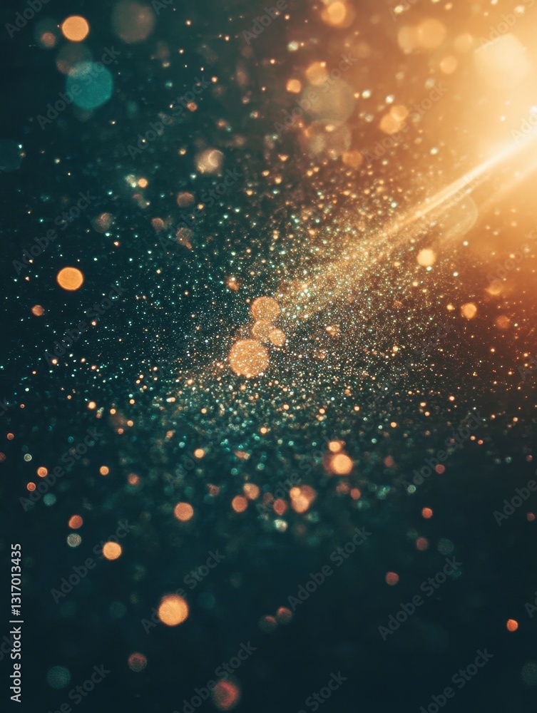 Poster ethereal glitters and bokeh dancing in the dark creating a magical and dreamy atmosphere with light 