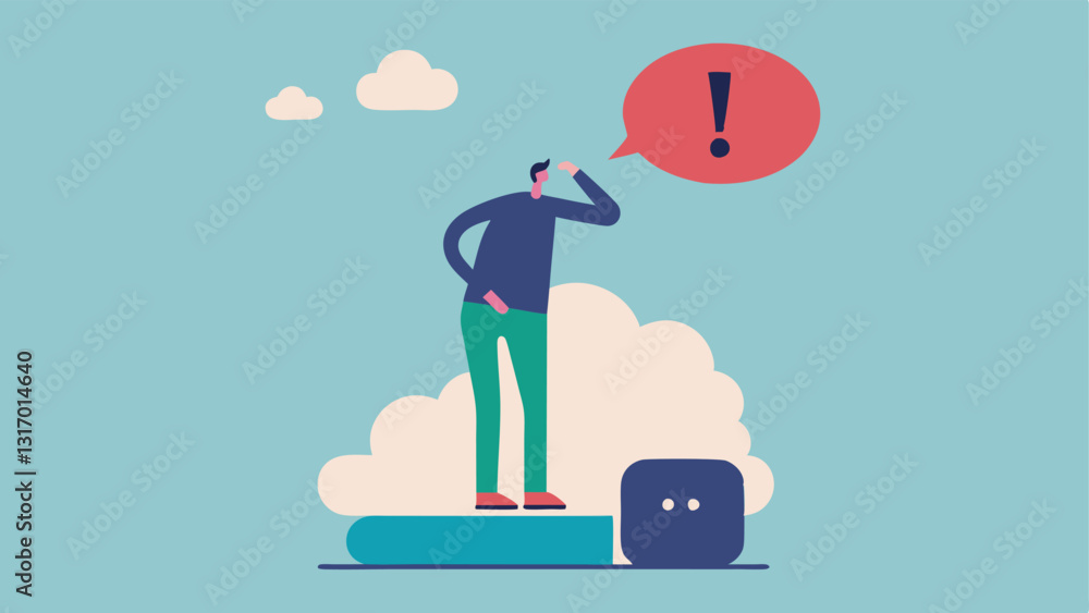 Poster scale anxiety a person stepping onto a bathroom scale with exaggerated numbers on the display and a 
