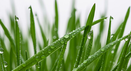 Obraz premium green grass with water drops
