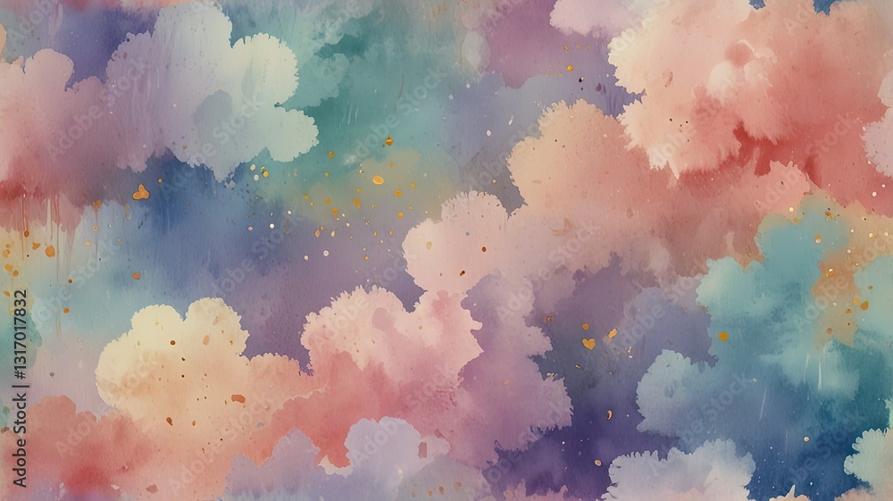 Aufkleber swirls of pastel colors create an ethereal background filled with soft cloud like shapes evoking fee