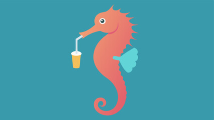 Seahorse Clutching a Plastic Straw A delicate seahorse is seen clutching onto a discarded plastic straw indicating the unintended consequences of pollution for small marine