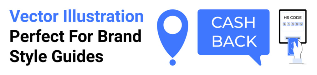 Location pin, cashback text bubble, and QR code voucher emphasize rewards and promotions. Ideal for e-commerce, cashback programs, marketing, sales promotions, customer loyalty, business incentives