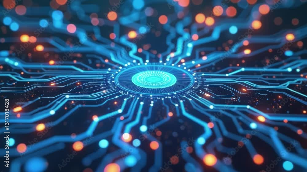 Aufkleber Digital background perfect for tech processes, neural networks, artificial intelligence, data transfer and encryption, digital archives