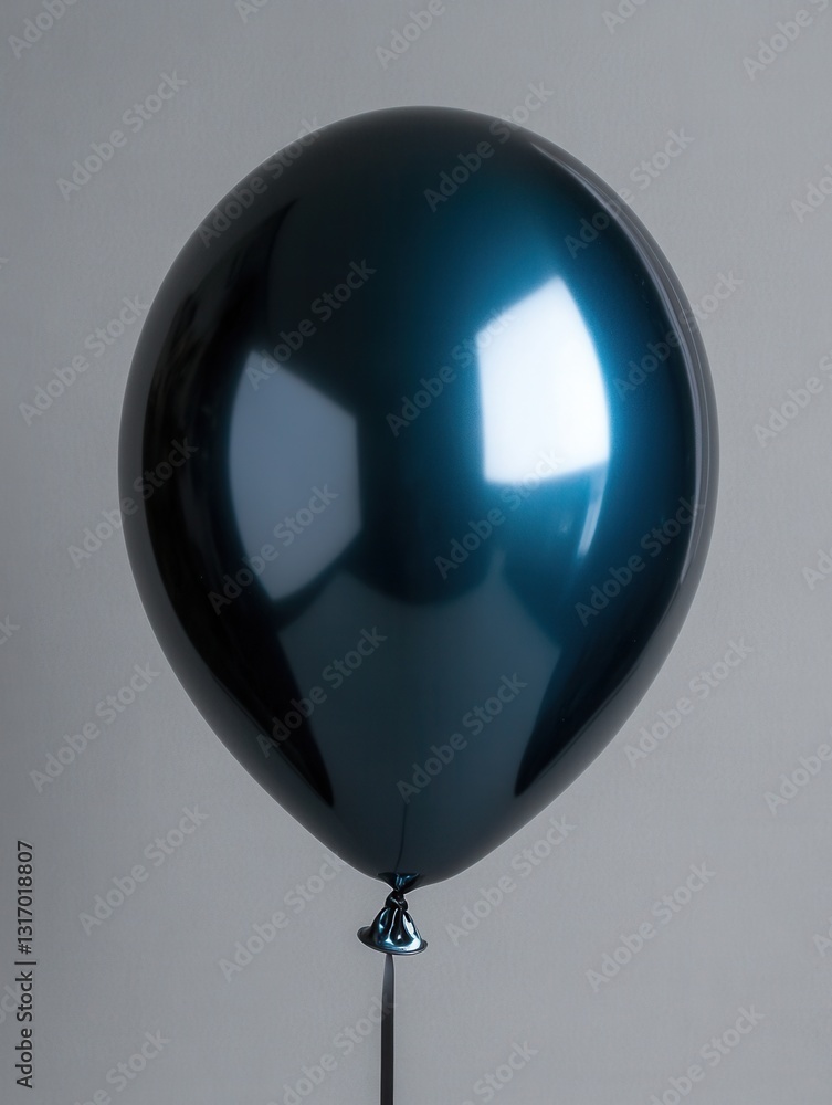 Poster elegant dark teal balloon floating against a soft grey background creating a sophisticated and moder