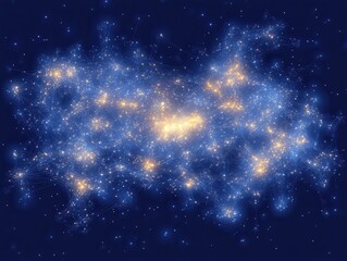 Obraz premium Cosmic Web of Galaxies Interconnected Network in Deep Space Universe with Luminous Nodes and Filamentary Structures on Dark Blue Background