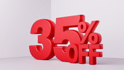 35 Percent off or Discount 3D Special promotional campaign design for Sale and marketing	