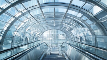 Obraz premium Modern architectural walkway with glass and metal