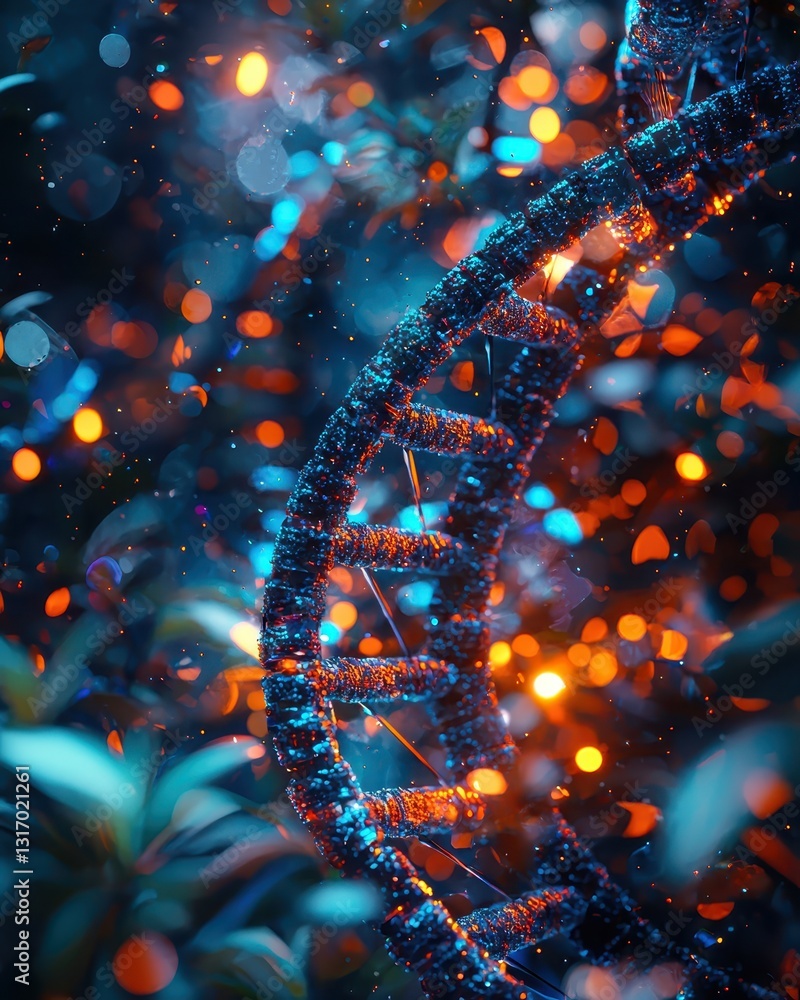 Aufkleber abstract concept of dna helix with colorful bokeh background
