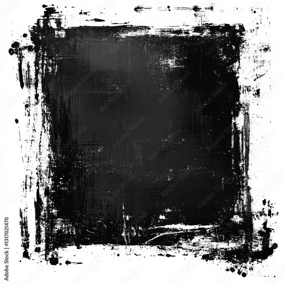 Aufkleber abstract black paint frame on white background with splatters and strokes for modern design