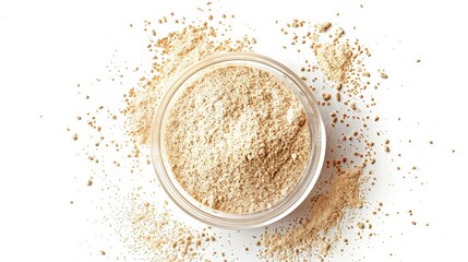 Active dry yeast isolated on white background top view