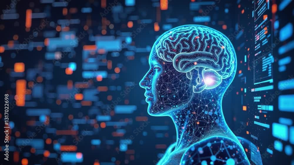 Aufkleber Digital background perfect for tech processes, neural networks, artificial intelligence, data transfer and encryption, digital archives