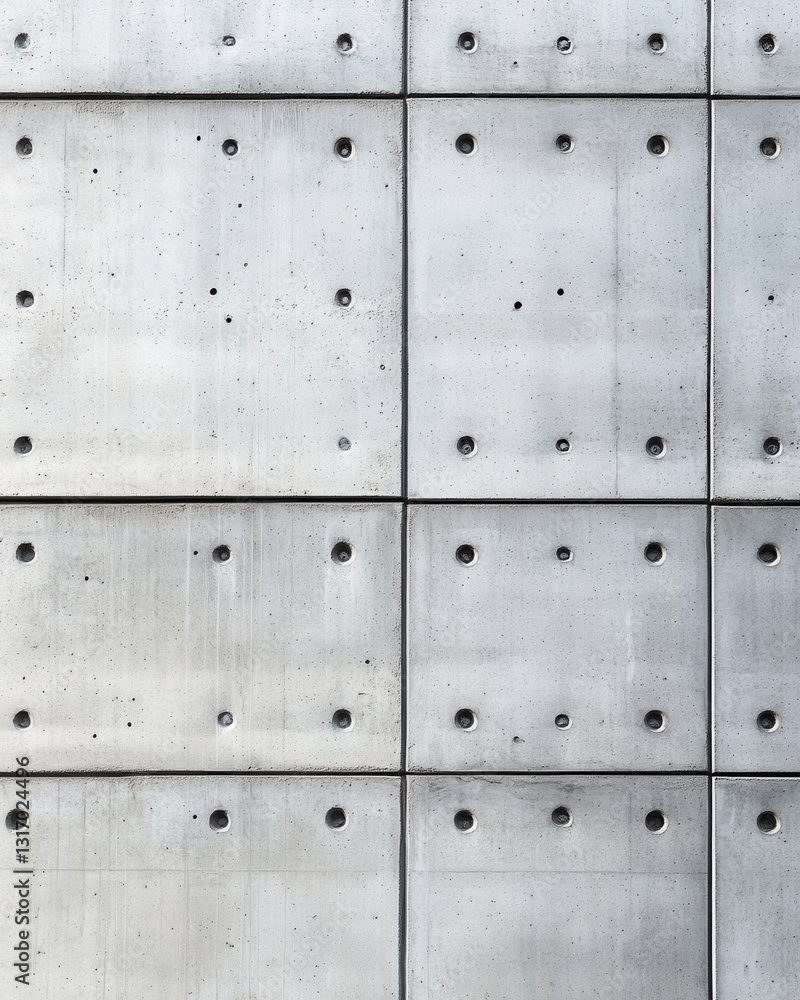 Poster minimalist concrete wall with geometric pattern and circular indentations for modern architectural d