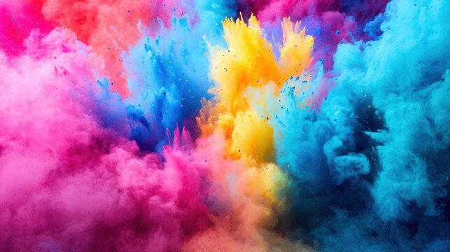 Colorful smoke bomb exploding creating vivid abstract background