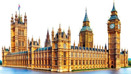 Fototapeta premium Left-aligned Big Ben clock tower. Image and copy space.