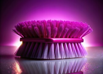 High-detail, glowing magenta scrub brush, out-of-focus background.