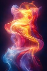 Obraz premium Abstract colorful smoke swirling gracefully against a dark backdrop, evoking a sense of motion