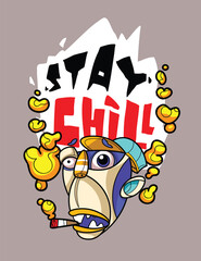 Chill and Relaxed Graphic Tee Artwork Trendy Casual Wear Illustration for T-Shirts
