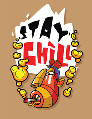 Chill and Relaxed Graphic Tee Artwork Trendy Casual Wear Illustration for T-Shirts