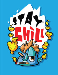 Chill and Relaxed Graphic Tee Artwork Trendy Casual Wear Illustration for T-Shirts