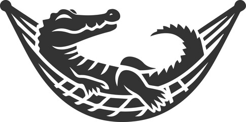Crocodile lying in a hammock vector silhouette