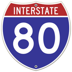 Interstate 80 Road Sign vector illustration
