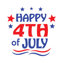 Happy 4th of July Typography and Text Vector Art Illustration for Independence Day