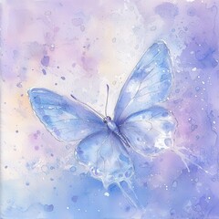 Delicate Butterfly Illustration with Soft Purple Watercolor Background