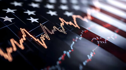 Fototapeta premium A graphical representation over the symbolic american flag background