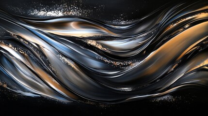 Dark Velvety Backdrop of Deep Midnight Black with Luminous Waves
