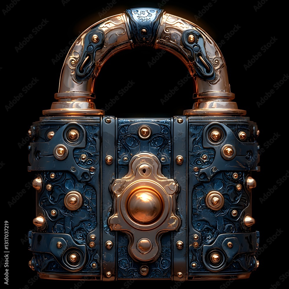 Aufkleber vibrant glowing padlock icon with intricate security mechanism patterns