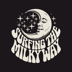 A black background with a logo for a 1970s surf rock band called 