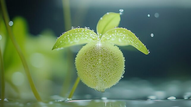 Floating bladderwort plant capturing tiny aquatic organisms freshwater habitat nature photography underwater view biology concept
