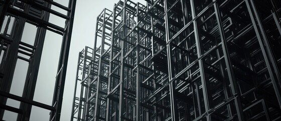 Architectural Frameworks in Monochrome: Urban Construction Elements