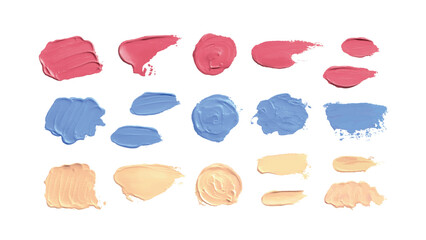 カラフルでかわいい立体的な絵の具の塗り　抽象的な装飾イラストセット　ペンキ　ペイント　顔料　塗料　厚塗り　ストローク